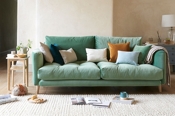 clean velvet sofa